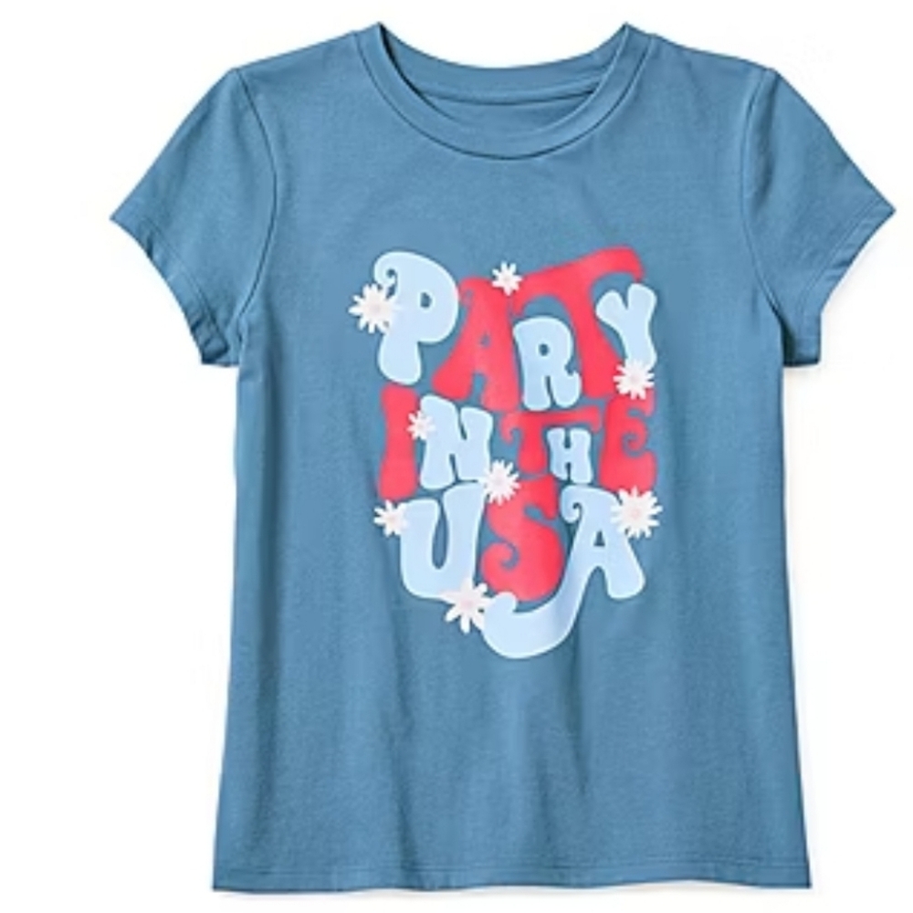 Blue Kids T-Shirt with 'Party in the‎ USA' Print Medium Miley Cyrus July 4th